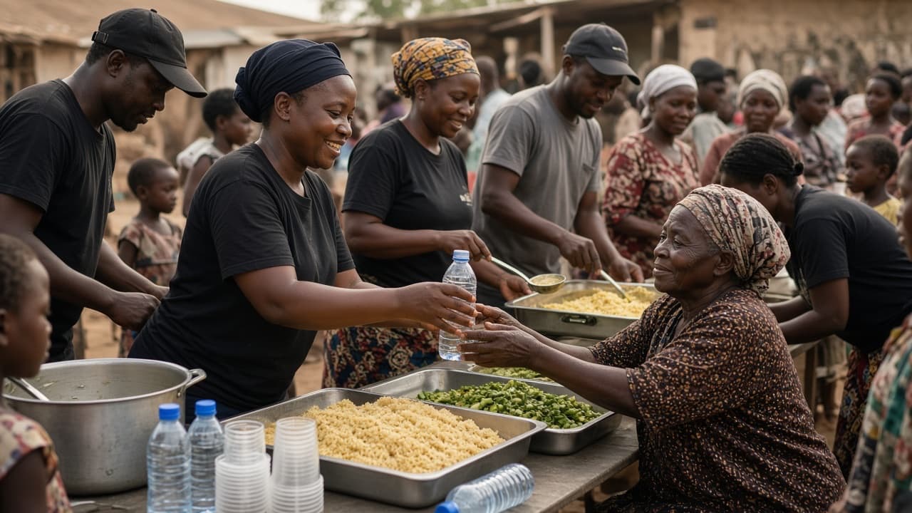 African volunteers serving community members with care