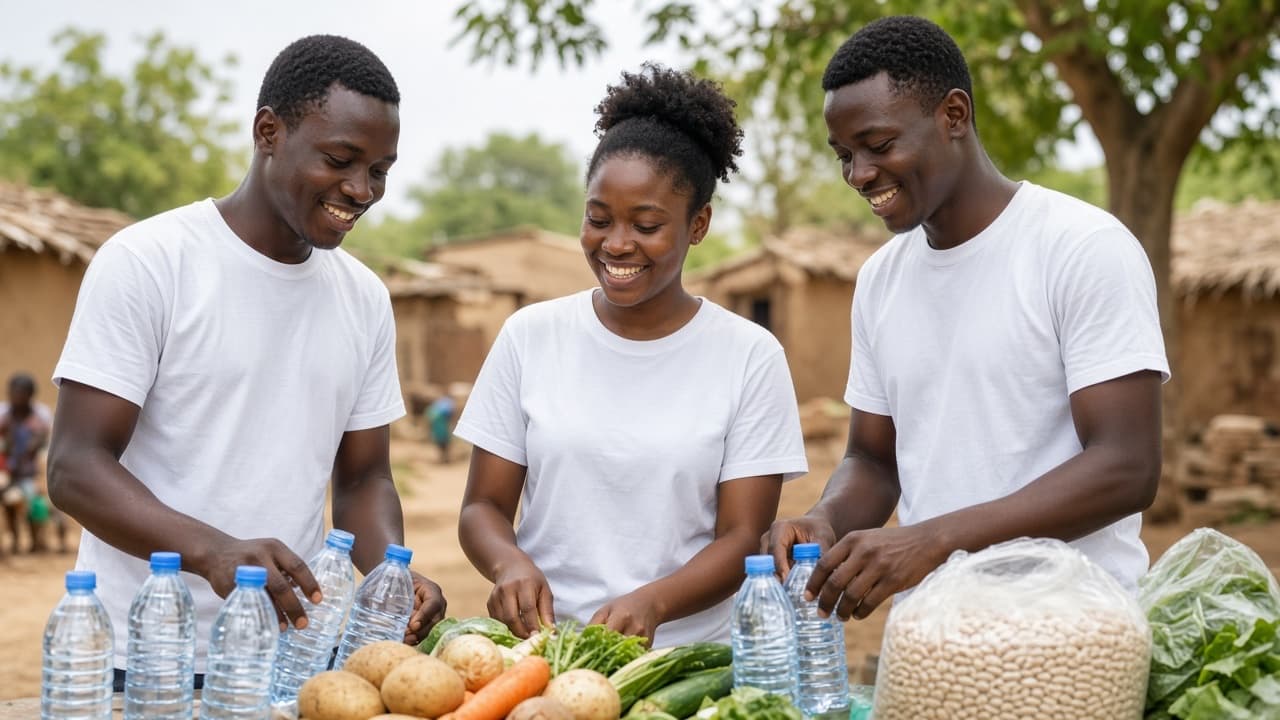 African community volunteers preparing aid and support
