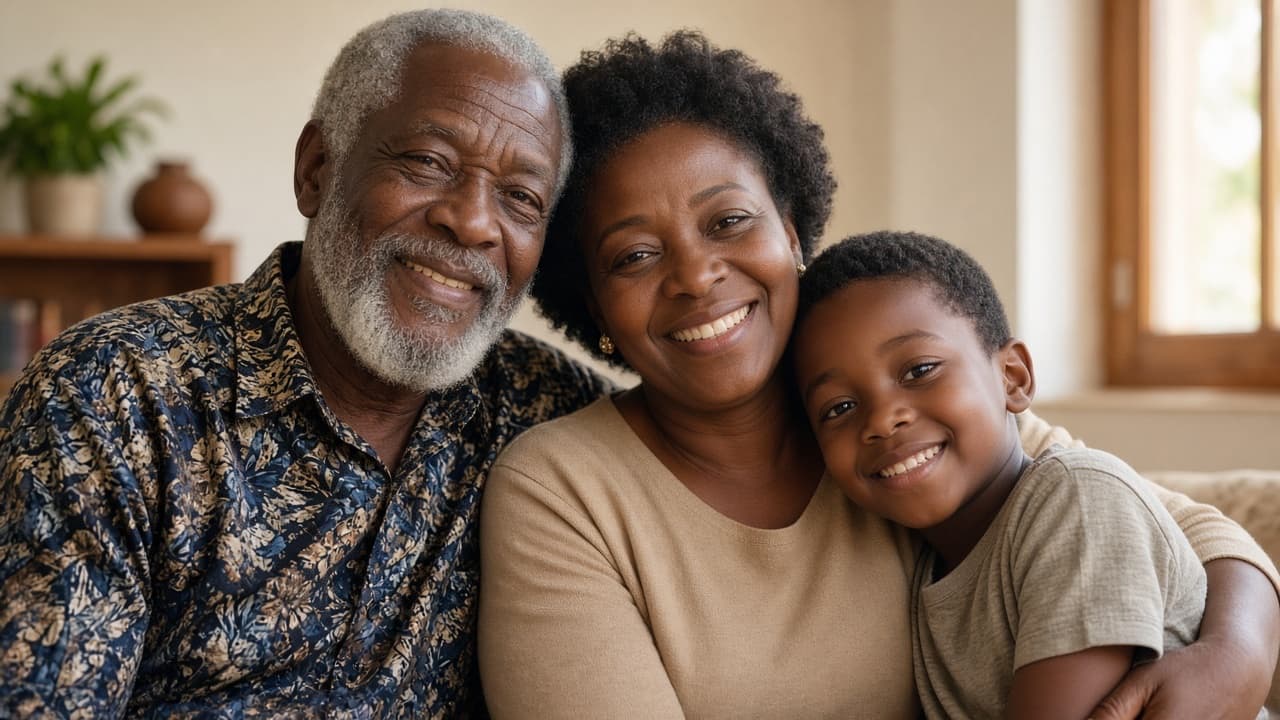 African family generations sharing a warm, hopeful moment
